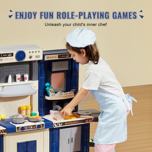 Kids Kitchen Playset 3in1 Toddler Kitchen with Simulated Spray Sounds
