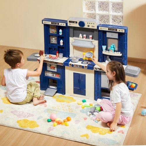 Kids Kitchen Playset 3in1 Toddler Kitchen with Simulated Spray Sounds