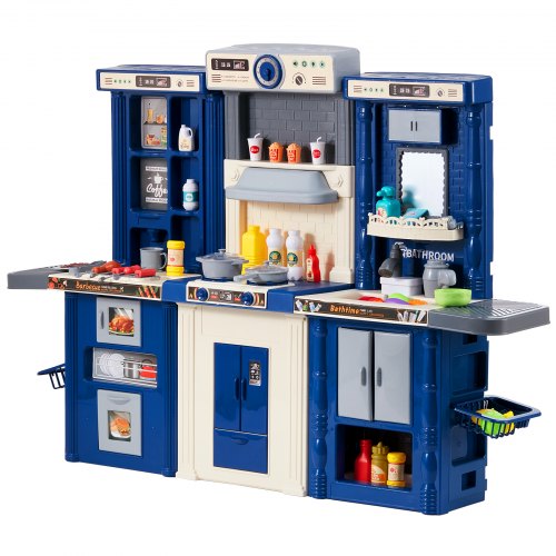Kids Kitchen Playset 3in1 Toddler Kitchen with Simulated Spray Sounds