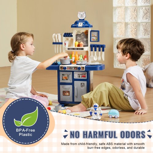 Kids Kitchen Playset Toddler Kitchen with Cooking Stove with Steam Sounds
