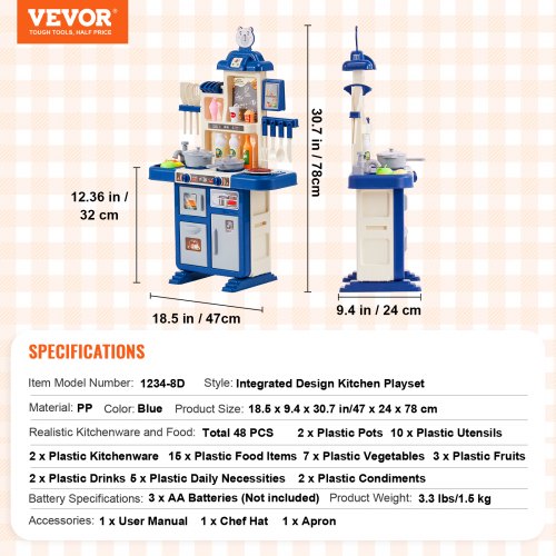 Kids Kitchen Playset Toddler Kitchen with Cooking Stove with Steam Sounds
