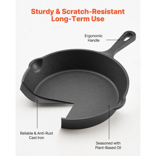 Cast Iron Skillet 3Piece Frying Pan Set 6 8 10 in HeavyDuty Skillets