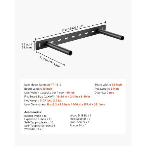 Floating Shelf Brackets 2 Pcs 150 lbs68 kg Weight Capacity 16x62x15