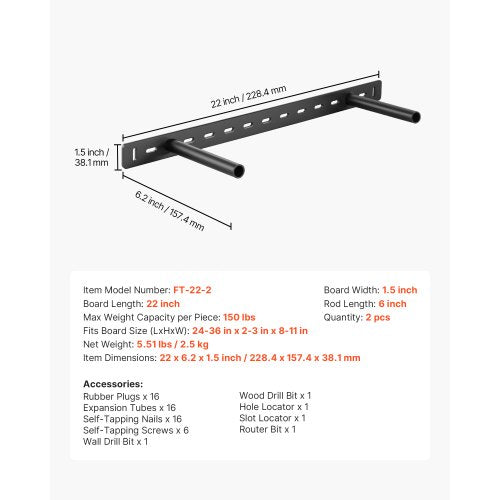 Floating Shelf Brackets 2 Pcs 150 lbs68 kg Weight Capacity 22x62x15