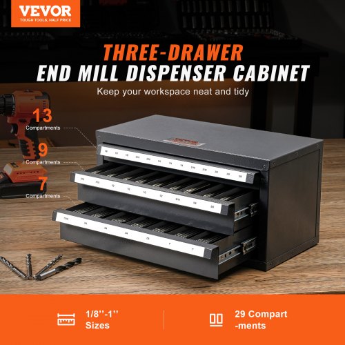 End Mill Dispenser Cabinet ThreeDrawer End Mill Organizer Cabinet for 18