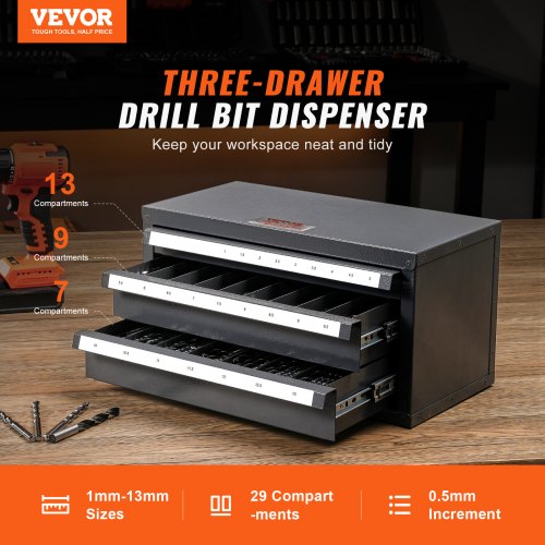 Drill Bit Dispenser Cabinet ThreeDrawer Drill Bit Organizer Cabinet for 1mm