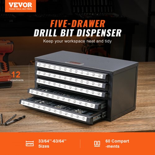 Drill Bit Dispenser Cabinet FiveDrawer Drill Bit Organizer Cabinet for 3364