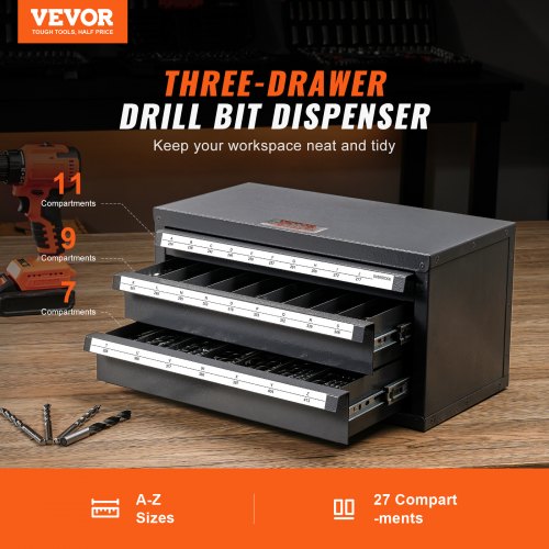 Drill Bit Dispenser Cabinet ThreeDrawer Drill Bit Organizer Cabinet for A to Z