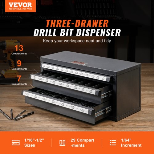 Drill Bit Dispenser Cabinet ThreeDrawer Drill Bit Organizer Cabinet for 116