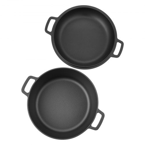Cast Iron Dutch Oven 2in1 PreSeasoned Pot with Skillet Lid 5QT Cookware