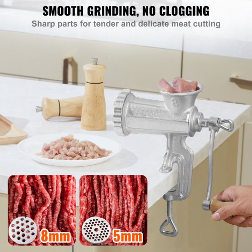 Manual Meat Grinder Heavy Duty Cast Iron Hand Meat Grinder with Steel Table