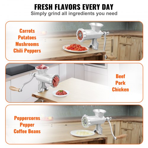 Manual Meat Grinder Heavy Duty Cast Iron Hand Meat Grinder with Steel Table