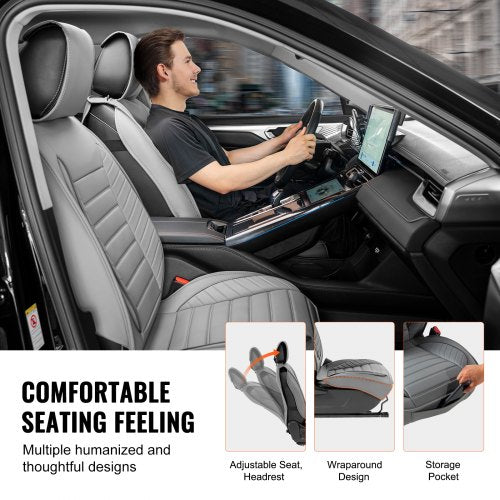 Seat Covers Universal Car Seat Covers Front Seats 2pcs Faux Leather Seat