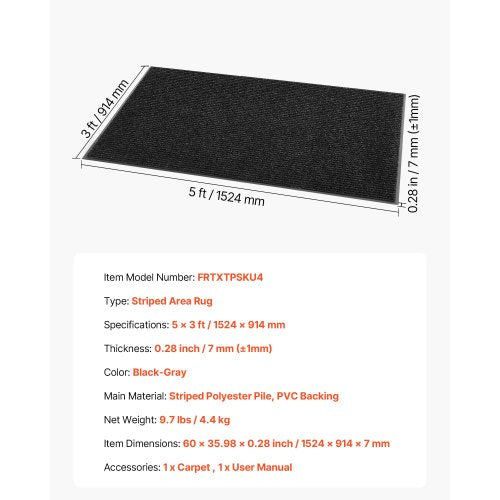 Front Door Mat 5 x 3 ft Commercial Floor Mat for Indoor and Outdoor