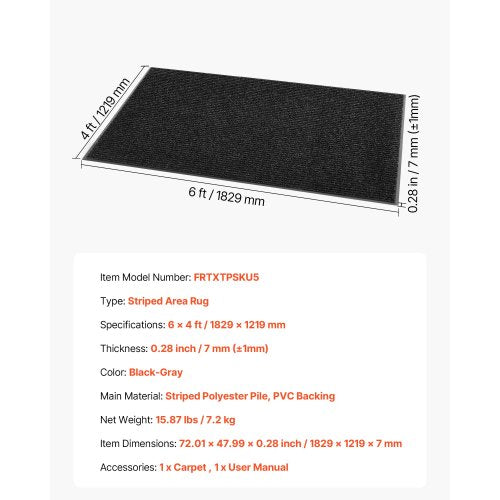 Front Door Mat 6 x 4 ft Commercial Floor Mat for Indoor and Outdoor
