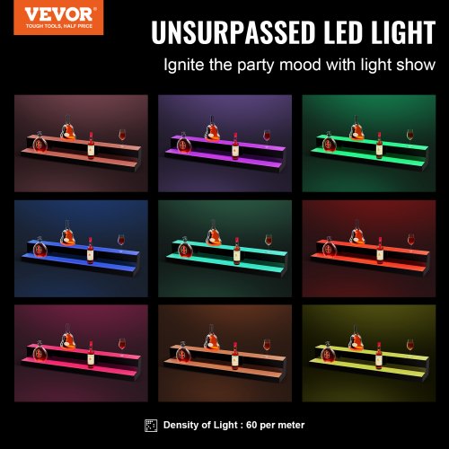 LED Lighted Liquor Bottle Display 2 Tiers 40 Inch Commercial Illuminated