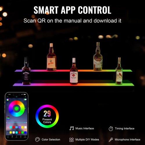 LED Lighted Liquor Bottle Display 2 Tiers 40 Inch Commercial Illuminated