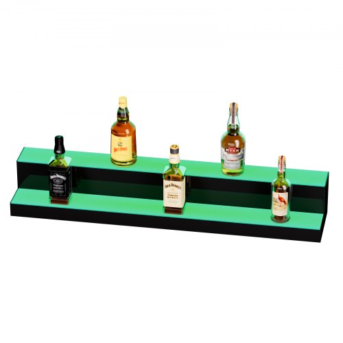 LED Lighted Liquor Bottle Display 2 Tiers 40 Inch Commercial Illuminated