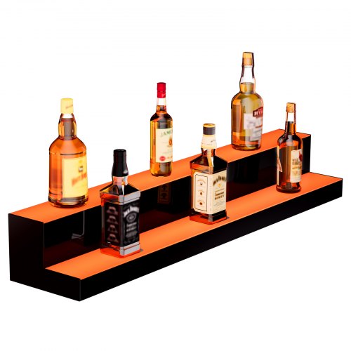 LED Lighted Liquor Bottle Display 2 Tiers 40 Inch Commercial Illuminated