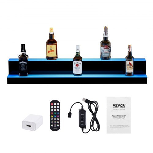 LED Lighted Liquor Bottle Display 2 Tiers 40 Inch Commercial Illuminated