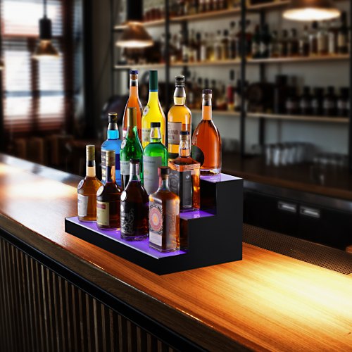 LED Lighted Liquor Bottle Display Bar Shelf RF App Control 24 3Step – 4 FT
