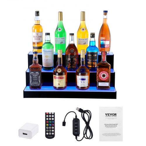 LED Lighted Liquor Bottle Display Bar Shelf RF App Control 24 3Step – 4 FT