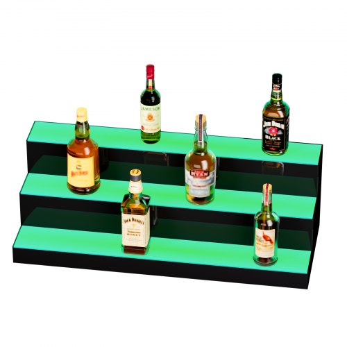 LED Lighted Liquor Bottle Display 3 Tiers 30 Inch Commercial Illuminated