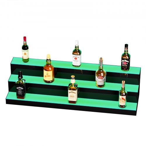 LED Lighted Liquor Bottle Display 3 Tiers 40 Inches Illuminated Home Bar
