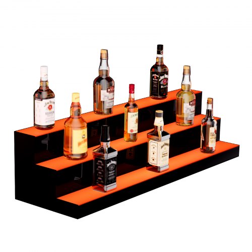 LED Lighted Liquor Bottle Display 3 Tiers 40 Inches Illuminated Home Bar