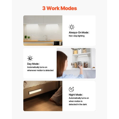 Under Cabinet Lighting 2 PCS 62 LED Motion Sensor Lights Rechargeable