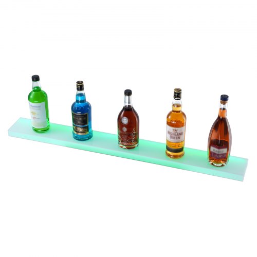 LED Lighted Liquor Bottle Display 1 Tier 40 Inch Wall Mounted Whiskey Rack
