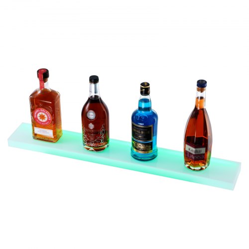 LED Lighted Liquor Bottle Display 1 Tier 30 Inch Wall Mounted Whiskey Rack