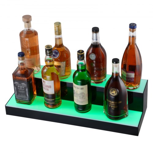 LED Lighted Liquor Bottle Display 2 Tiers 24 Inch Commercial Illuminated