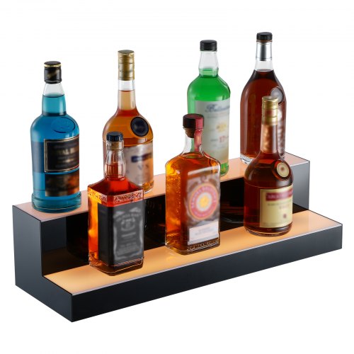 LED Lighted Liquor Bottle Display 2 Tiers 24 Inch Commercial Illuminated