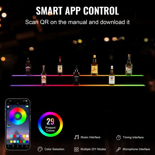 LED Lighted Liquor Bottle Display 2 Tiers 60 Inch Commercial Illuminated