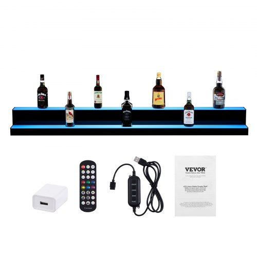 LED Lighted Liquor Bottle Display 2 Tiers 60 Inch Commercial Illuminated