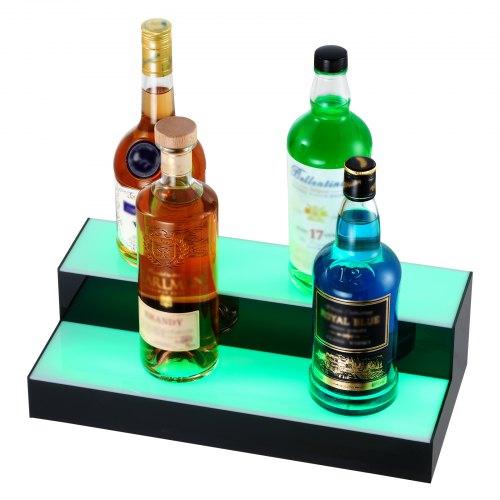 LED Lighted Liquor Bottle Display 2 Tiers 16 Inch Commercial Illuminated