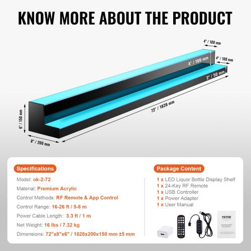 LED Lighted Liquor Bottle Display 2 Tiers 72 Inch Commercial Illuminated