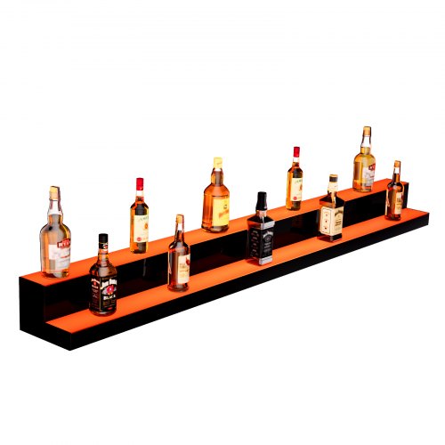 LED Lighted Liquor Bottle Display 2 Tiers 72 Inch Commercial Illuminated