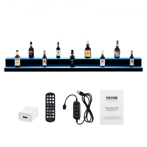 LED Lighted Liquor Bottle Display 2 Tiers 72 Inch Commercial Illuminated