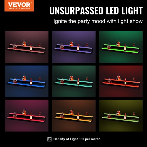 LED Lighted Liquor Bottle Display 2 Tiers 48 Inch Commercial Illuminated