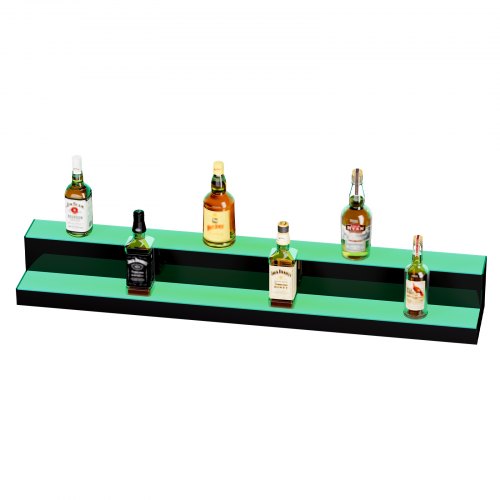 LED Lighted Liquor Bottle Display 2 Tiers 48 Inch Commercial Illuminated