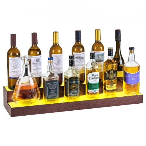 LED Lighted Liquor Bottle Display 2Tier 30Inch Whiskey Rack Support USB
