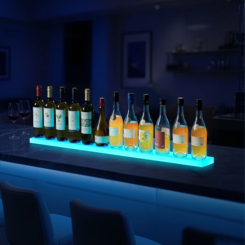 LED Lighted Liquor Bottle Display 1Tier 48 Inches Whiskey Rack Supports