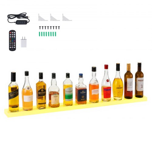 LED Lighted Liquor Bottle Display 1Tier 48 Inches Whiskey Rack Supports