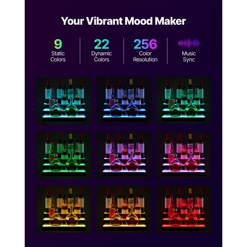 LED Lighted Liquor Bottle Display 3 Tiers 20 Inches Whiskey Rack Supports
