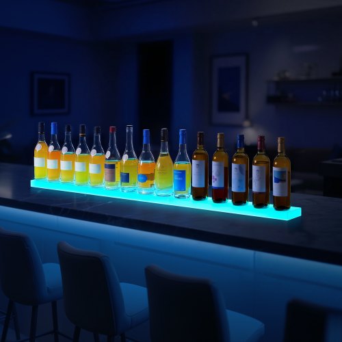 LED Lighted Liquor Bottle Display 1Tier 60 Inches Whiskey Rack Supports