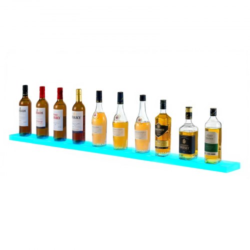 LED Lighted Liquor Bottle Display 1Tier 60 Inches Whiskey Rack Supports