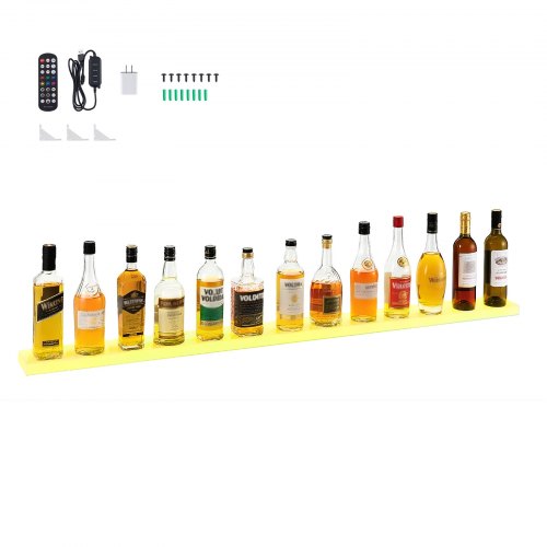 LED Lighted Liquor Bottle Display 1Tier 60 Inches Whiskey Rack Supports