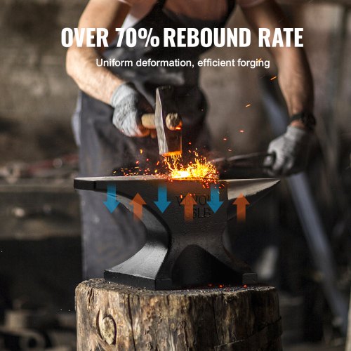 Single Horn Anvil 66Lbs Cast Steel Anvil High Hardness Rugged Round Horn